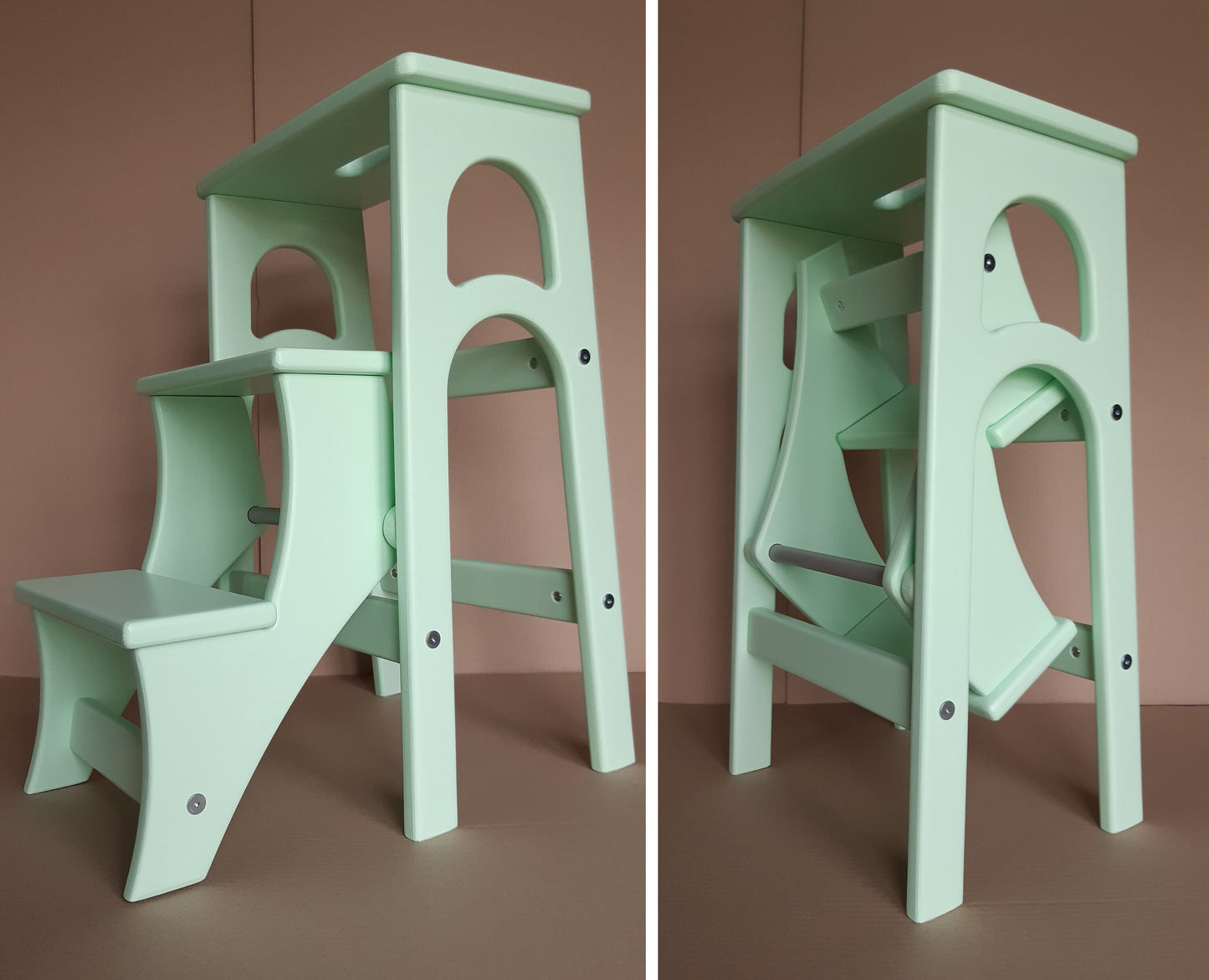 Stepladder Black, StepStool, Stool Ladder, Foot Stool, Convertible Chair, Kitchen Step Stool, Dinning Stool, Transformer Stool