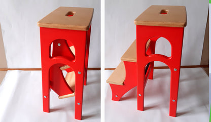Stepladder, StepStool, Stool Ladder, Foot Stool, Convertible Chair, Kitchen Step Stool, Transformer Stool, Red ladder, Grey ladder