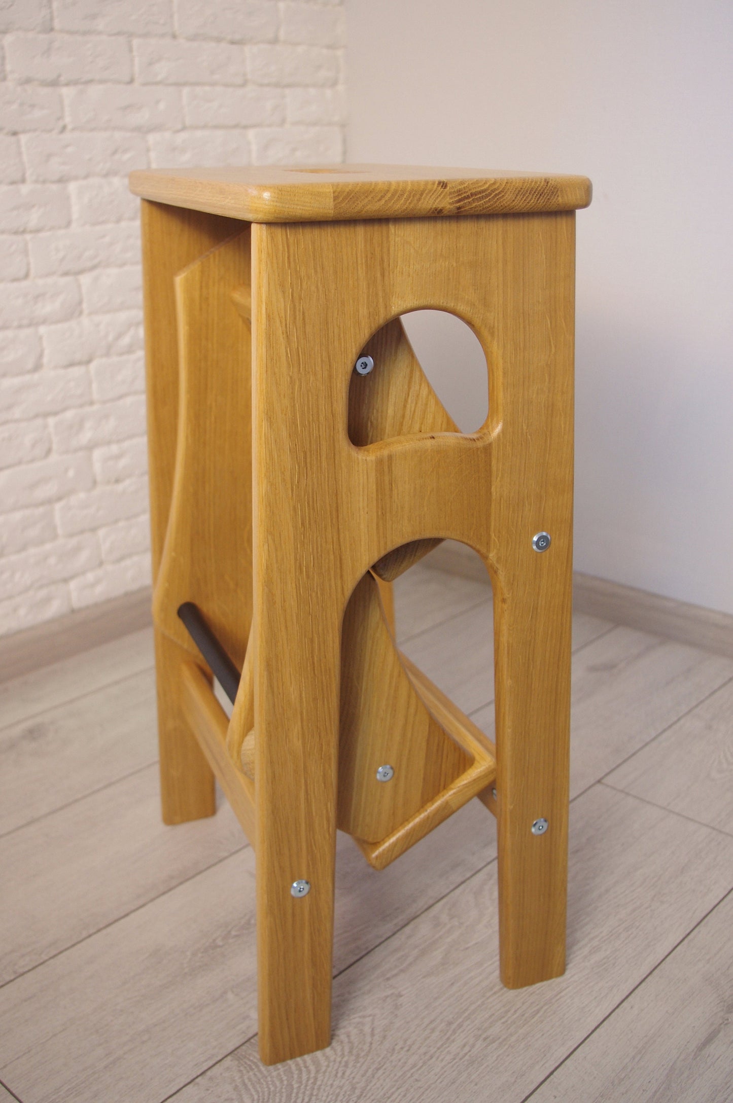 Natural Oak Stepladder, StepStool Natural Wood, Stool Ladder, Stand with Ukraine, Kitchen Step Stool, Dinning Stool, Transformer Stool