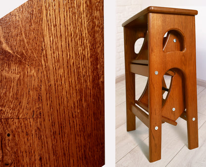 Natural Oak Stepladder, StepStool Natural Wood, Stool Ladder, Stand with Ukraine, Kitchen Step Stool, Dinning Stool, Transformer Stool