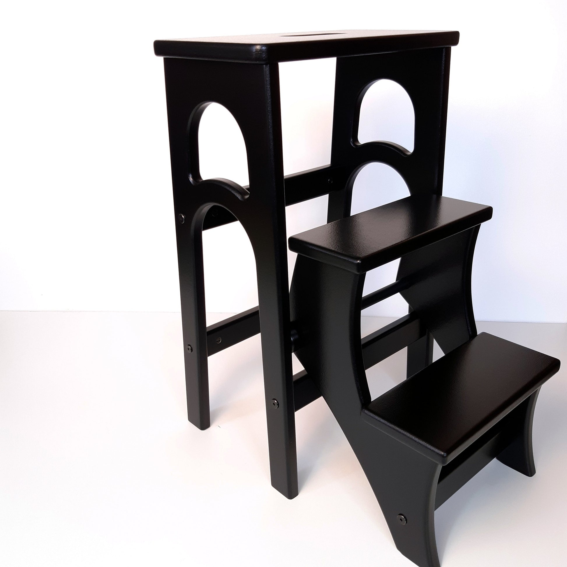 Stepladder Black, StepStool, Stool Ladder, Foot Stool, Convertible Chair, Kitchen Step Stool, Dinning Stool, Transformer Stool