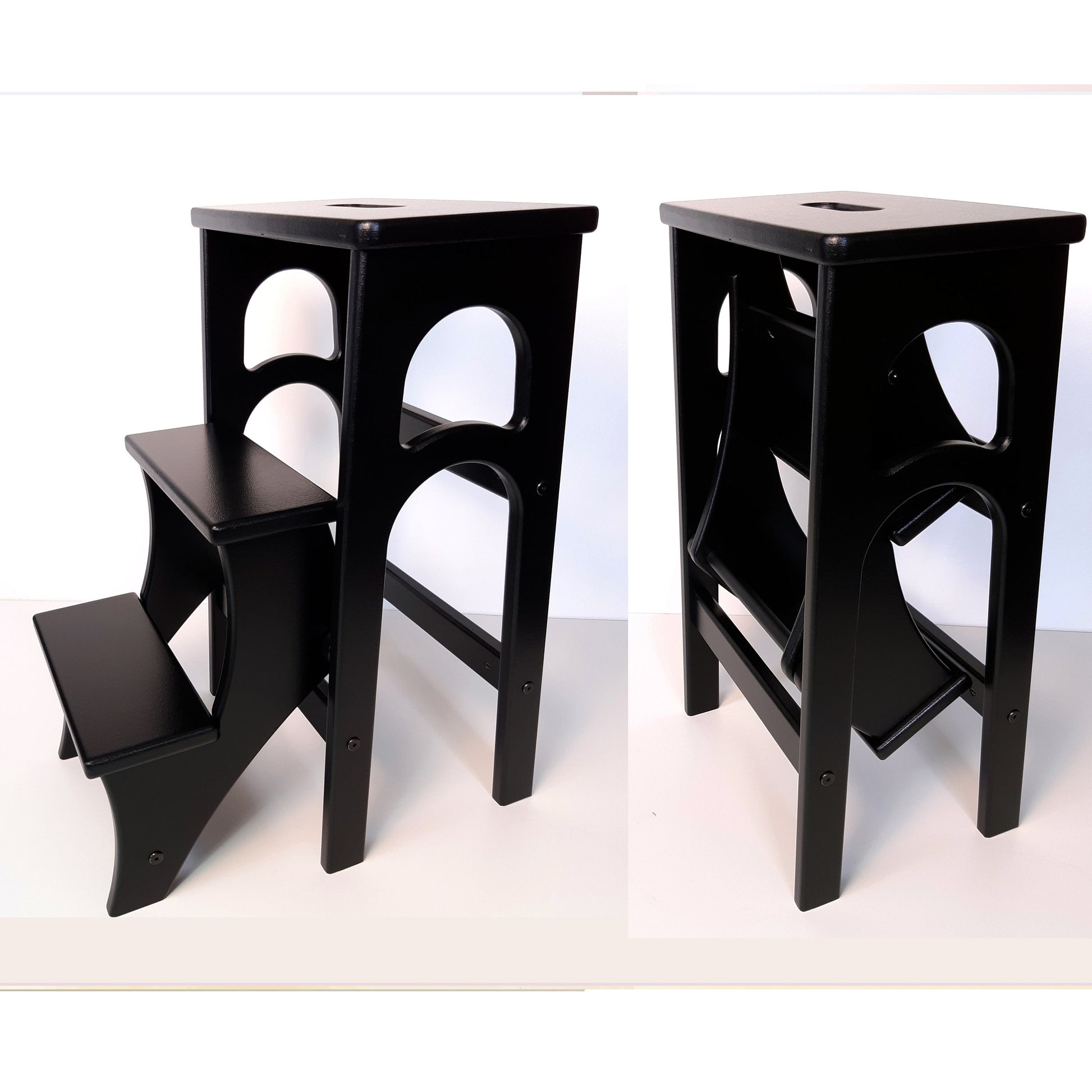 Stepladder Black, StepStool, Stool Ladder, Foot Stool, Convertible Chair, Kitchen Step Stool, Dinning Stool, Transformer Stool