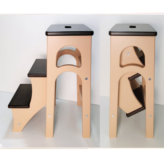 Stepladder Beige, StepStool, Stool Ladder, Foot Stool, Convertible Chair, Kitchen Step Stool, Dinning Stool, Transformer Stool