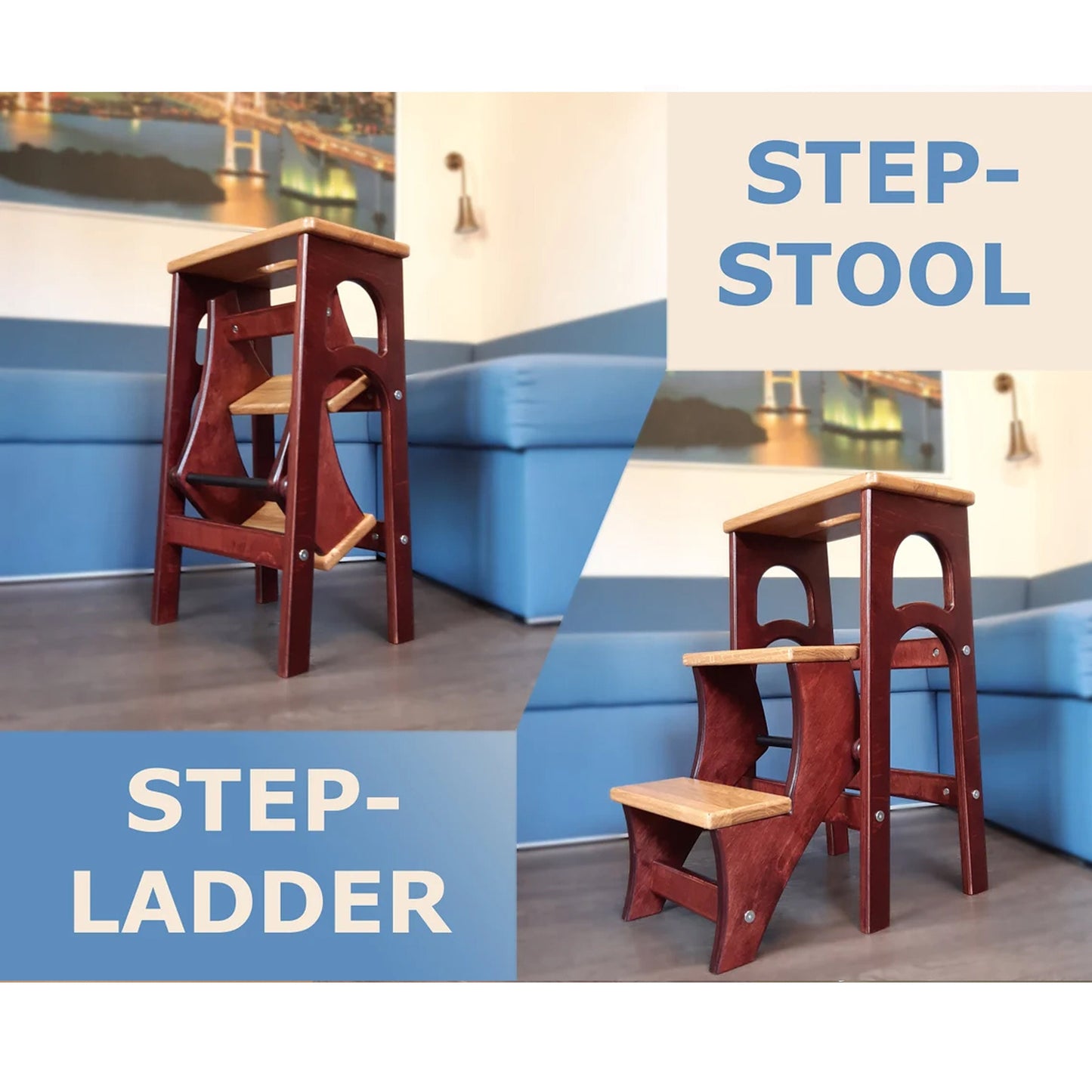 Adult stepladder, StepStool, Stool Ladder, Foot Stool, Convertible Chair, Kitchen Step Stool, Dinning Stool, Transformer Stool