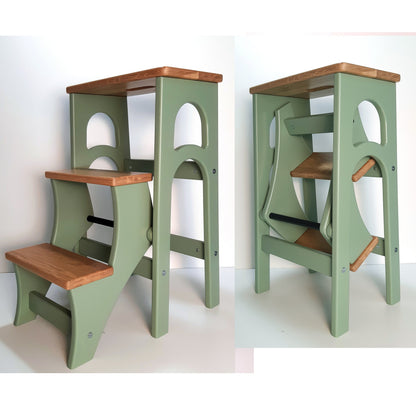 Stepladder Orange Terracotta, StepStool, Stool Ladder, Foot Stool, Convertible Chair, Kitchen Step Stool, Dinning Stool, Transformer