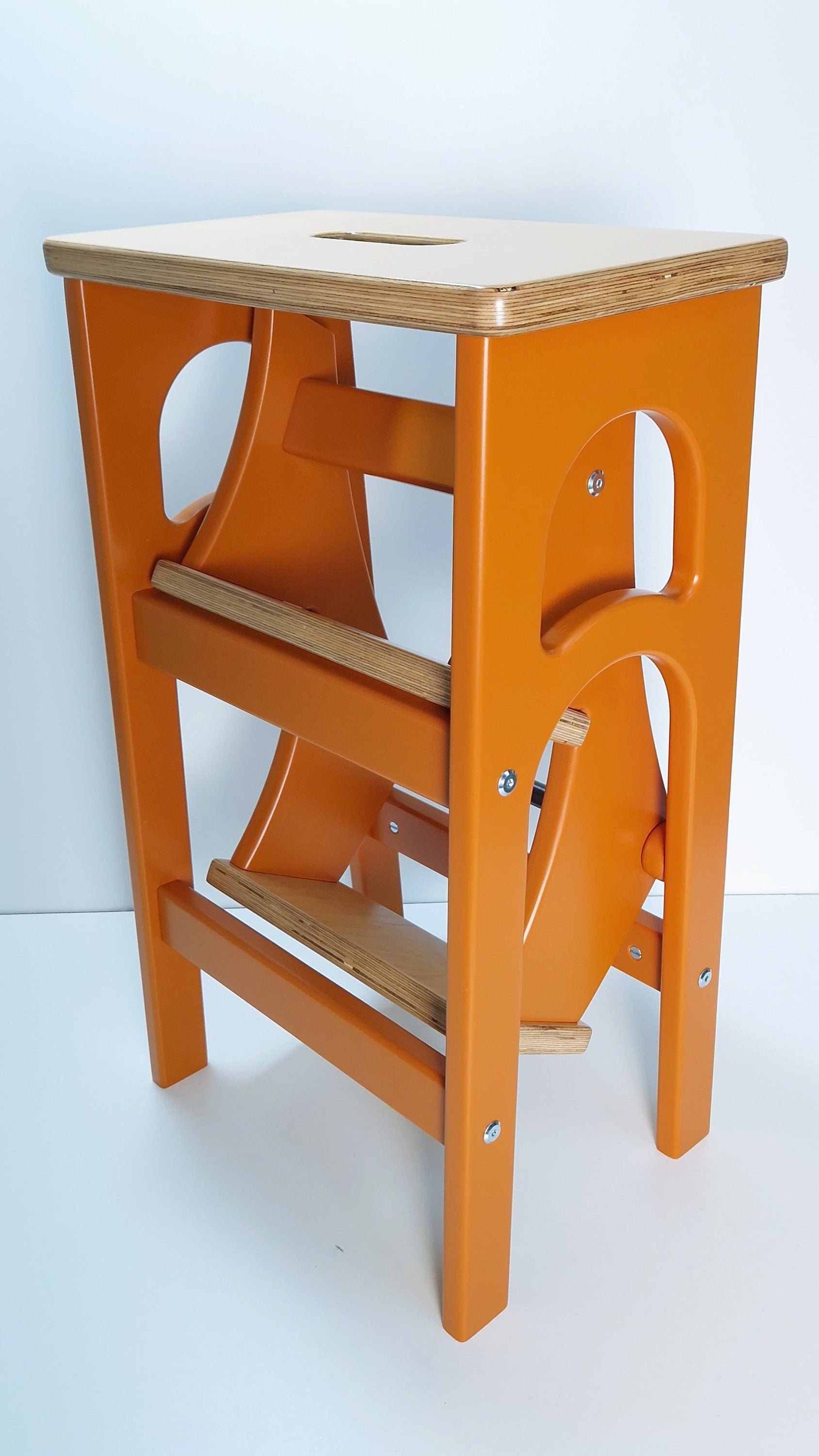 Stepladder Orange Terracotta, StepStool, Stool Ladder, Foot Stool, Convertible Chair, Kitchen Step Stool, Dinning Stool, Transformer