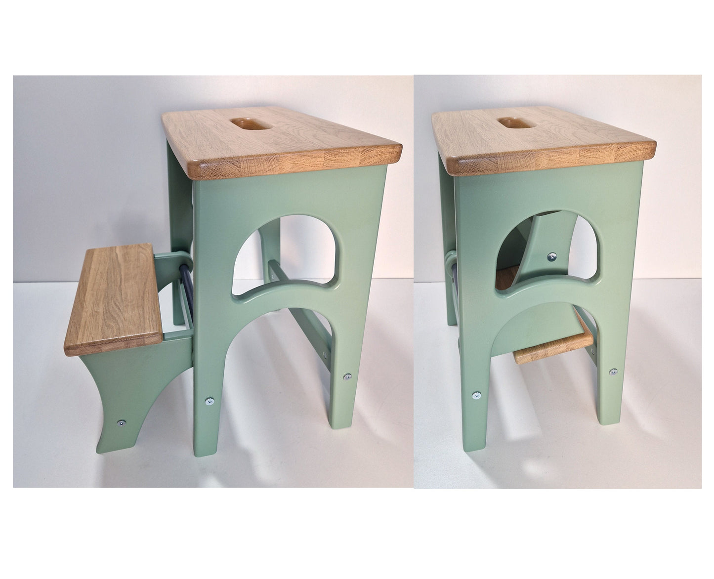 Convertible Stepladder Chair, Solid Wood Step Stool for Adults, Space Saving Kitchen Ladder, Wooden Stool