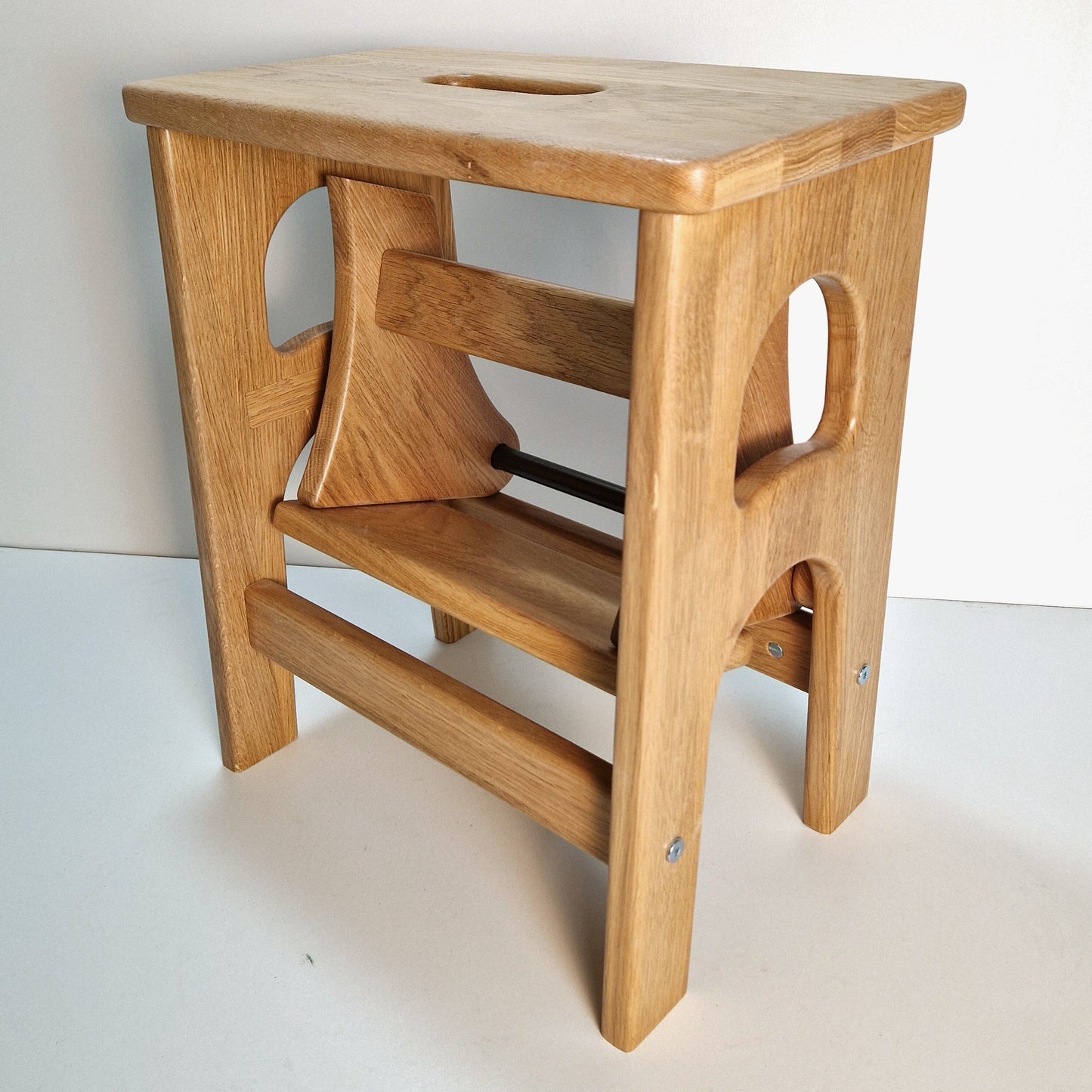 Natural Oak Stepladder, StepStool Natural Wood, Stool Ladder, Kitchen Step Stool, Dinning Stool, Transformer 17.8"