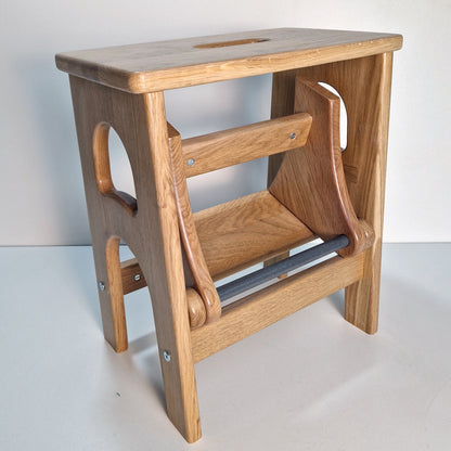 Natural Oak Stepladder, StepStool Natural Wood, Stool Ladder, Kitchen Step Stool, Dinning Stool, Transformer 17.8"
