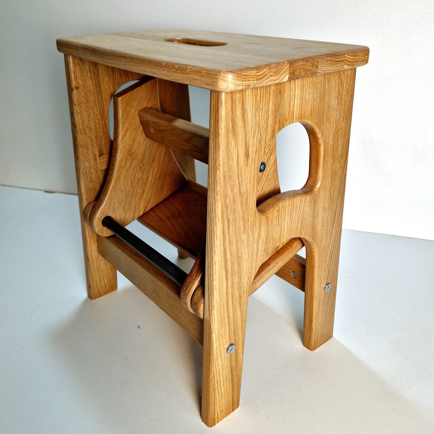 Natural Oak Stepladder, StepStool Natural Wood, Stool Ladder, Kitchen Step Stool, Dinning Stool, Transformer 17.8"