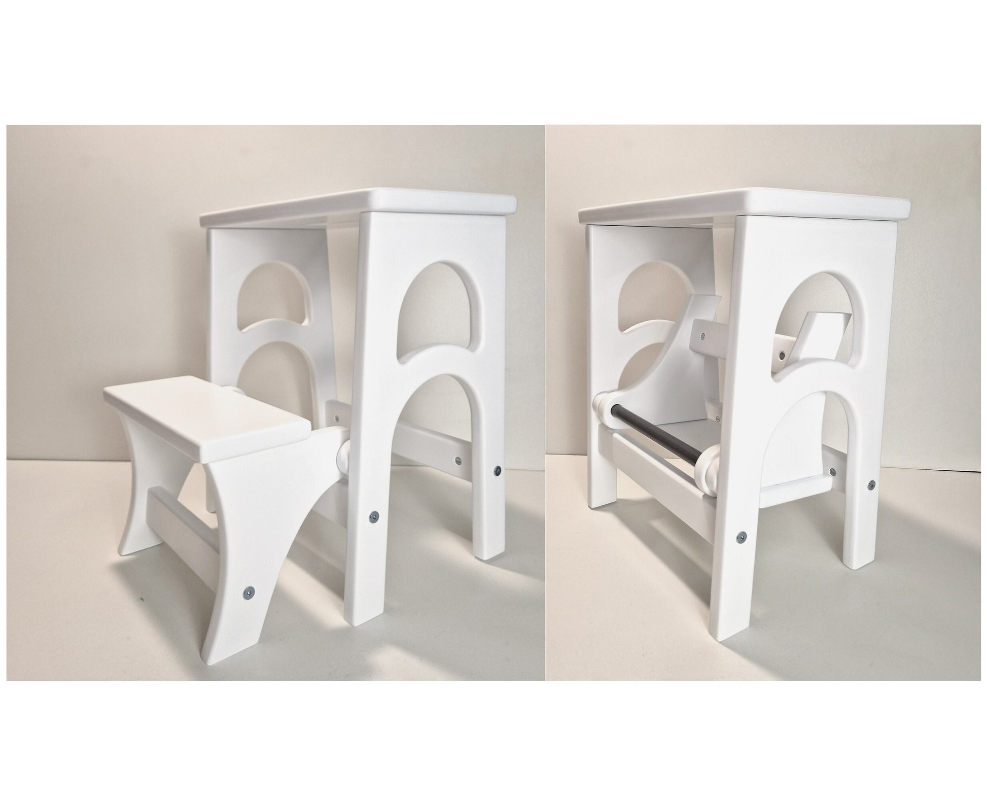 Convertible Stepladder Chair, Solid Wood Step Stool for Adults, Space Saving Kitchen Ladder, Wooden Stool