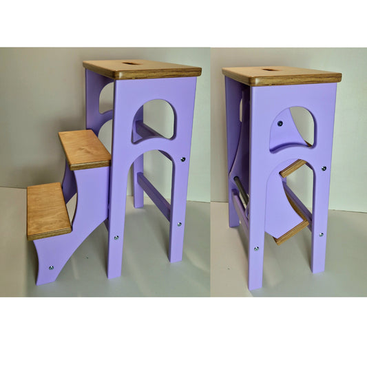 Stepladder Lilac, Violet, StepStool, Stool Ladder, Foot Stool, Convertible Chair, Kitchen Step Stool, Dinning Stool, Transformer