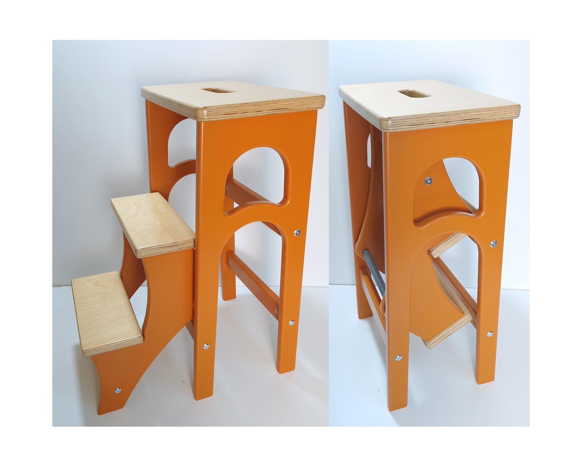 Stepladder Orange Terracotta, StepStool, Stool Ladder, Foot Stool, Convertible Chair, Kitchen Step Stool, Dinning Stool, Transformer