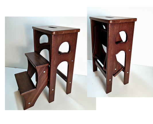 Natural Oak Stepladder, StepStool Natural Wood, Stool Ladder, Stand with Ukraine, Kitchen Step Stool, Dinning Stool, Transformer Stool