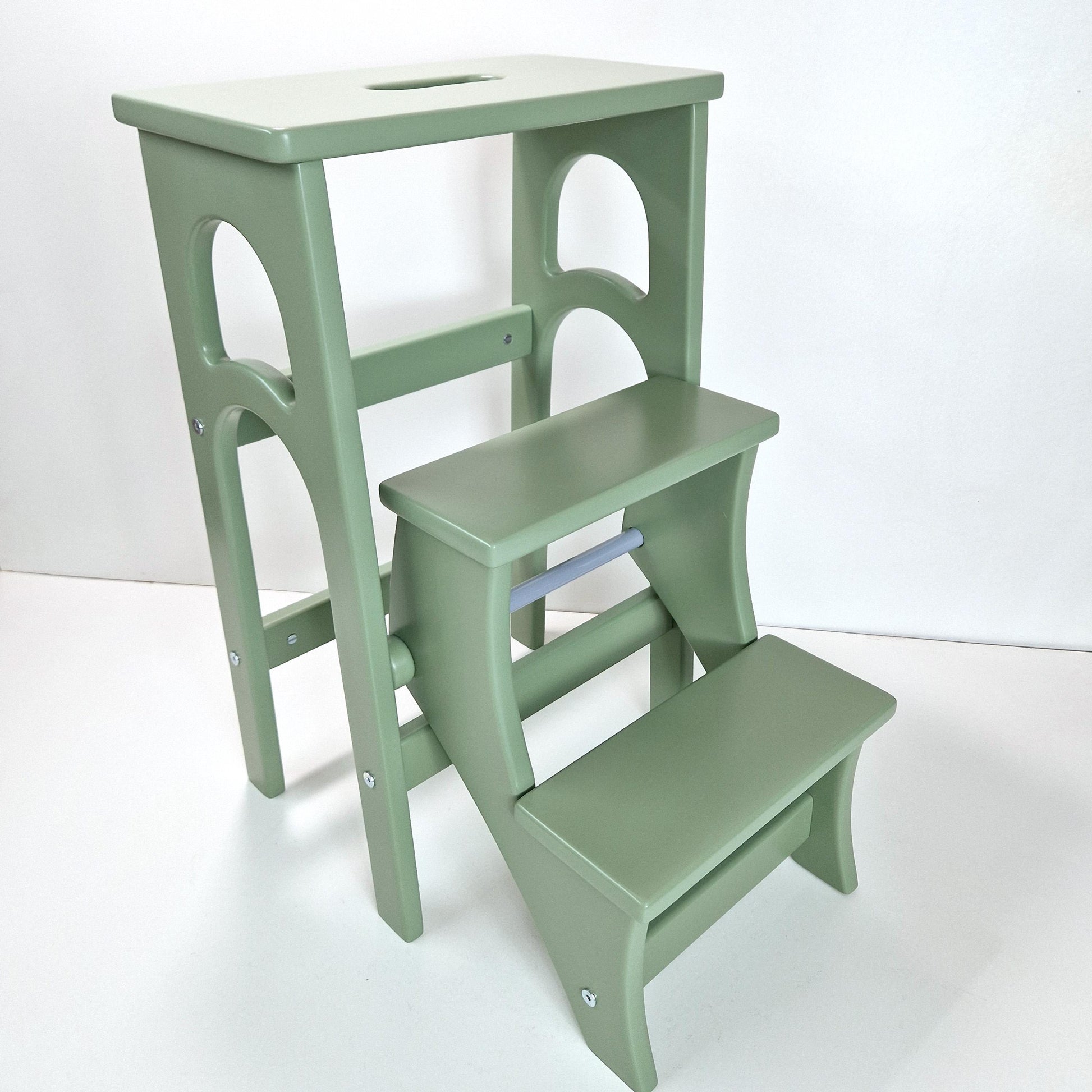 Sage Green Stepladder, StepStool, Stool Ladder, Foot Stool, Convertible Chair, Kitchen Step Stool, Dinning Stool, Transformer Stool