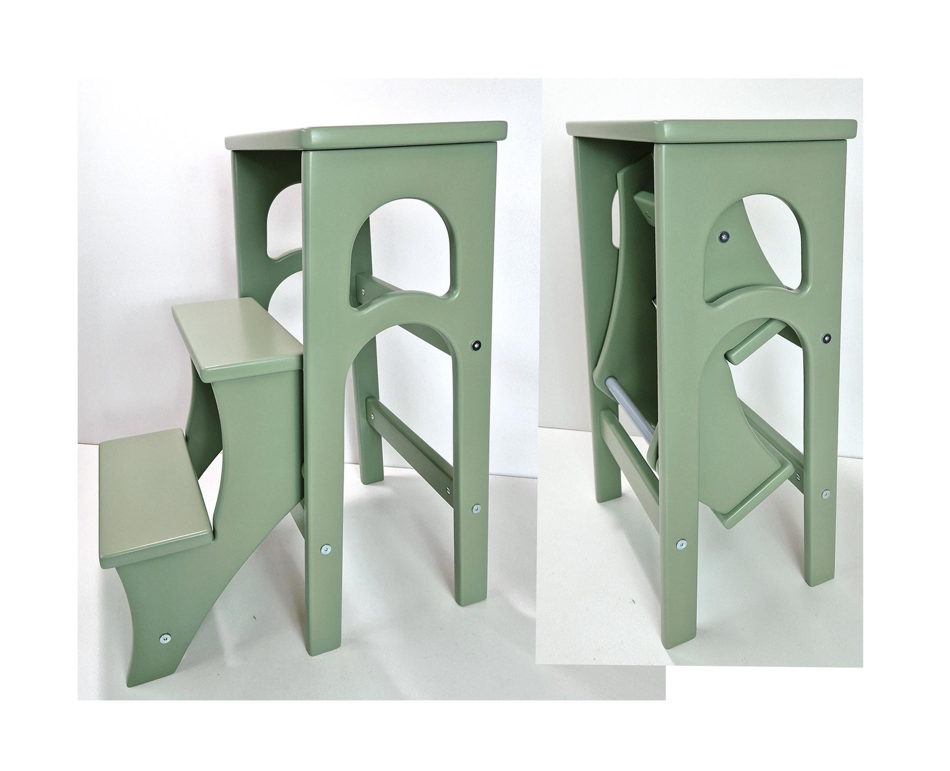 Sage Green Stepladder, StepStool, Stool Ladder, Foot Stool, Convertible Chair, Kitchen Step Stool, Dinning Stool, Transformer Stool