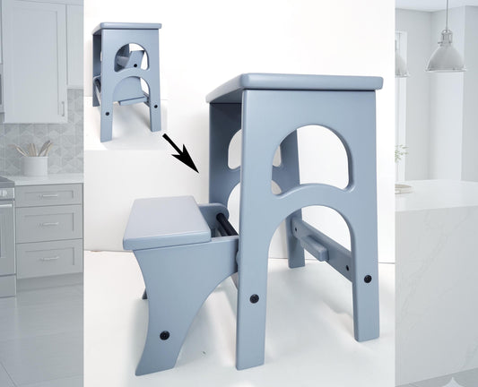 Handmade Wooden Step Stool | Convertible Stepladder for Kitchen, Home & Library