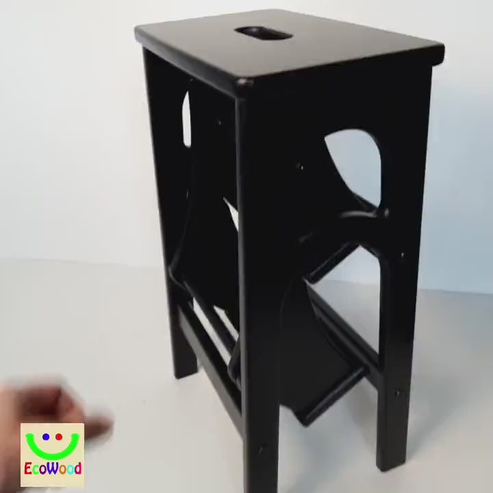 Stepladder Black, StepStool, Stool Ladder, Foot Stool, Convertible Chair, Kitchen Step Stool, Dinning Stool, Transformer Stool