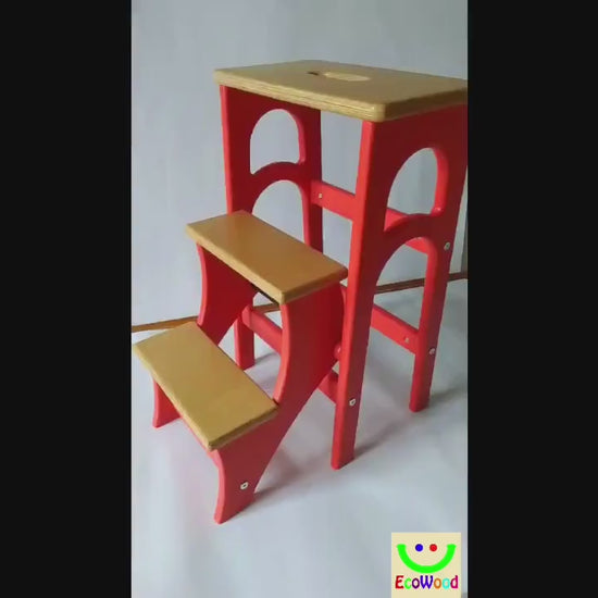 Stepladder, StepStool, Stool Ladder, Foot Stool, Convertible Chair, Kitchen Step Stool, Transformer Stool, Red ladder, Grey ladder
