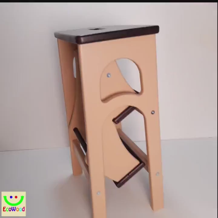 Stepladder Beige, StepStool, Stool Ladder, Foot Stool, Convertible Chair, Kitchen Step Stool, Dinning Stool, Transformer Stool