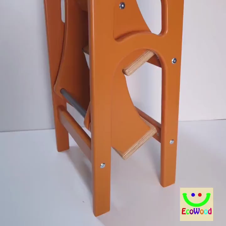 Stepladder Orange Terracotta, StepStool, Stool Ladder, Foot Stool, Convertible Chair, Kitchen Step Stool, Dinning Stool, Transformer